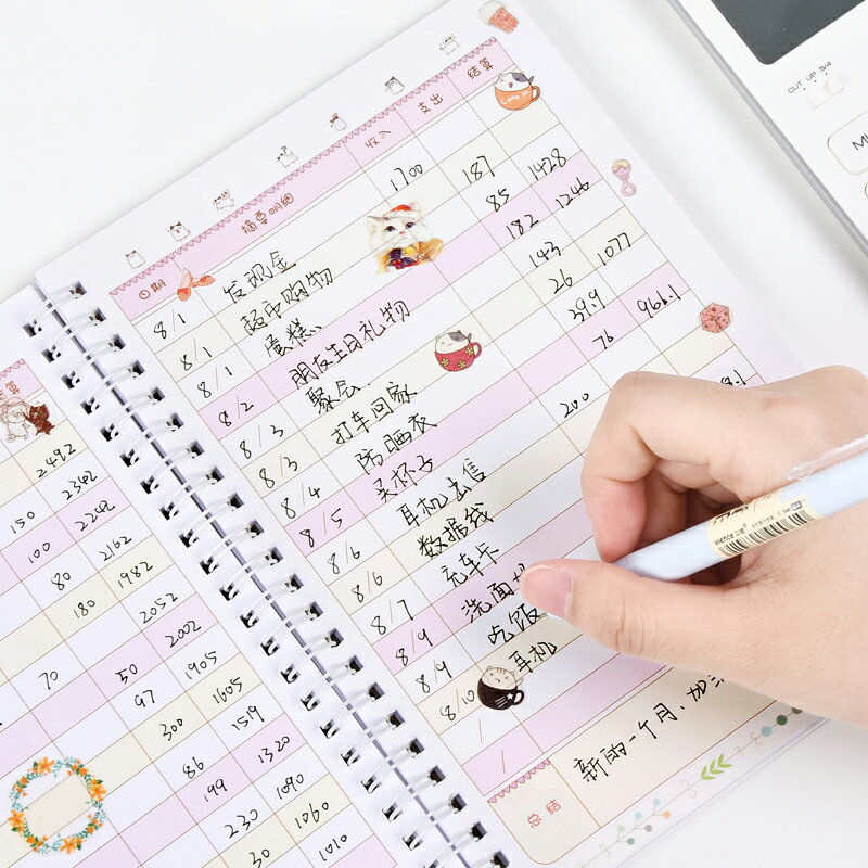 每日記賬本明細賬現金日記賬本進出家庭理財筆記本懶人記帳簿家用收入支出手賬隨身可愛店鋪商用流水花銷冊 1