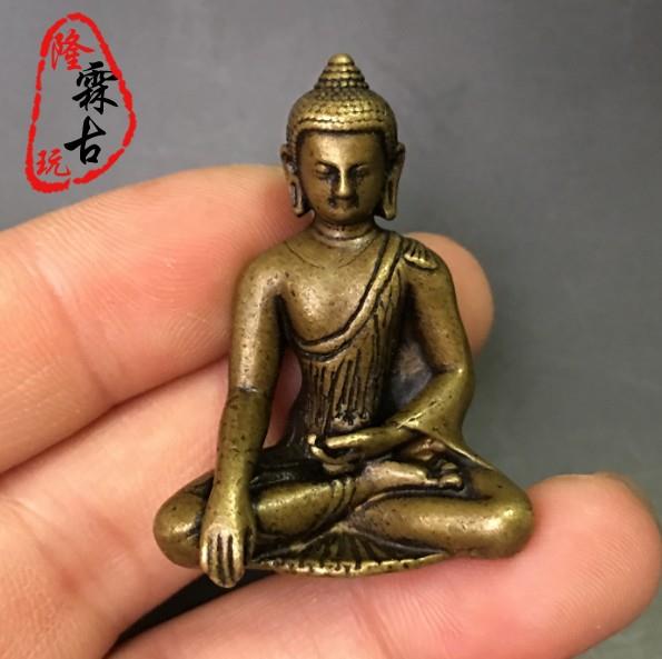 實心銅佛祖小擺件茶道供奉黃銅釋迦摩尼小銅佛古玩銅器精工口袋佛