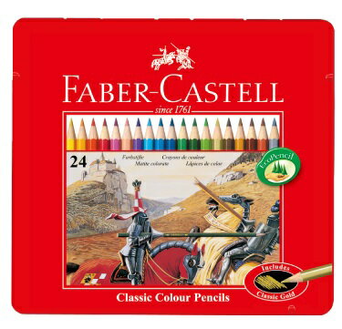 FABER-CASTELL油性色鉛筆24色/鐵盒115845