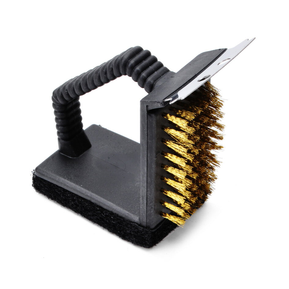 三合一多功能燒烤清潔刷鋼絲刷燒烤爐實用工具戶外燒烤油刷燒烤刷 1