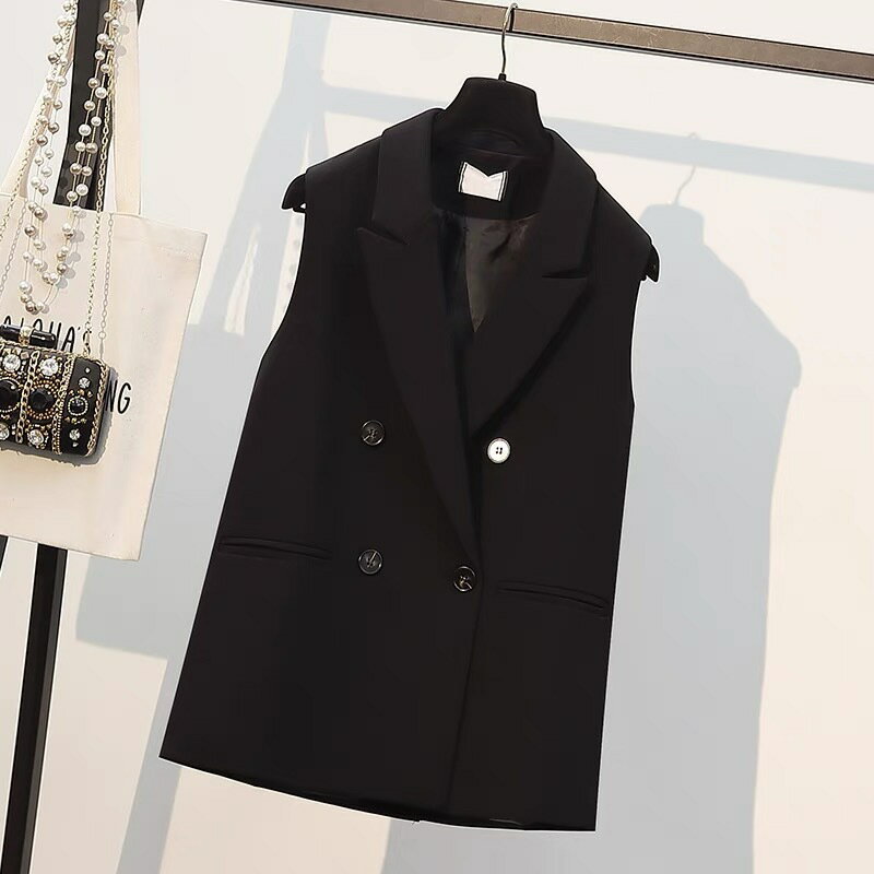 【巴黎精品】現貨+預購 西裝背心休閒西服-氣質雙排扣馬甲寬鬆女外套2色a1hv24