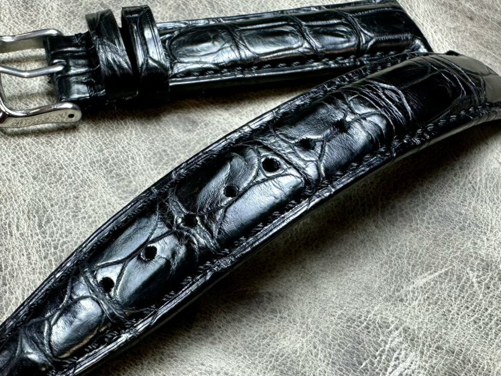 優樂悅~快拆表帶骨紋葡七波濤馬克20mm21mm22mm美洲鱷魚真皮表帶蝴蝶扣