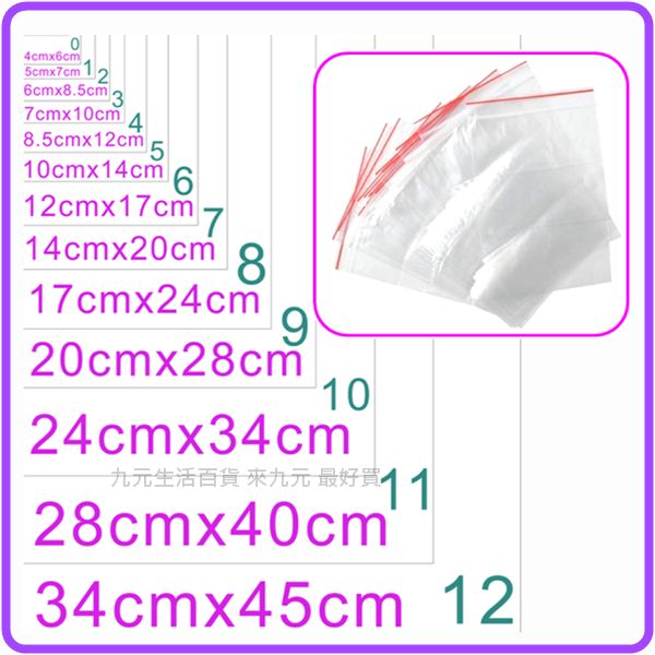 【九元生活百貨】1號夾鍊袋/100枚 夾鏈袋 保鮮袋 規格袋