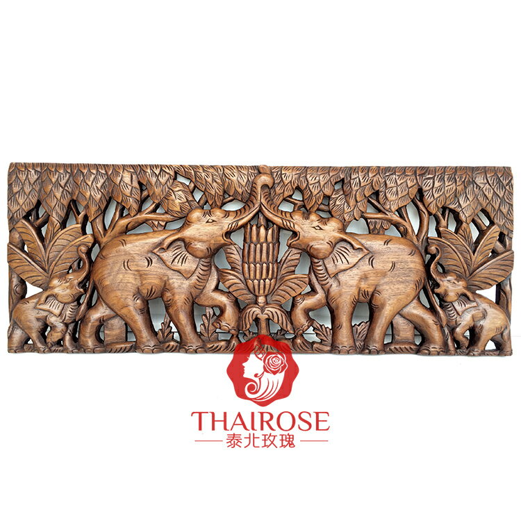 泰國柚木雕花板 對象雙象35*90cm長方形 泰北玫瑰樣式全可1入