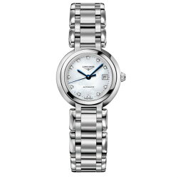 LONGINES 浪琴L81114876 優雅羅馬真鑽新月機械腕錶/珍珠母貝面26.5mm