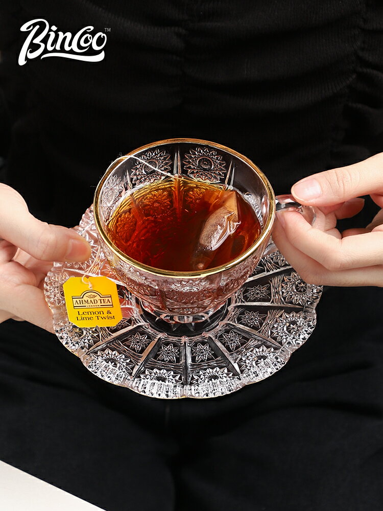 Bincoo花茶泡茶杯喝茶杯子手柄咖啡廳下午茶咖啡杯牛奶杯子玻璃杯