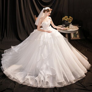 天使的嫁衣 公主范兒法式浪漫時髦精致花瓣抹胸新娘婚紗禮服17602