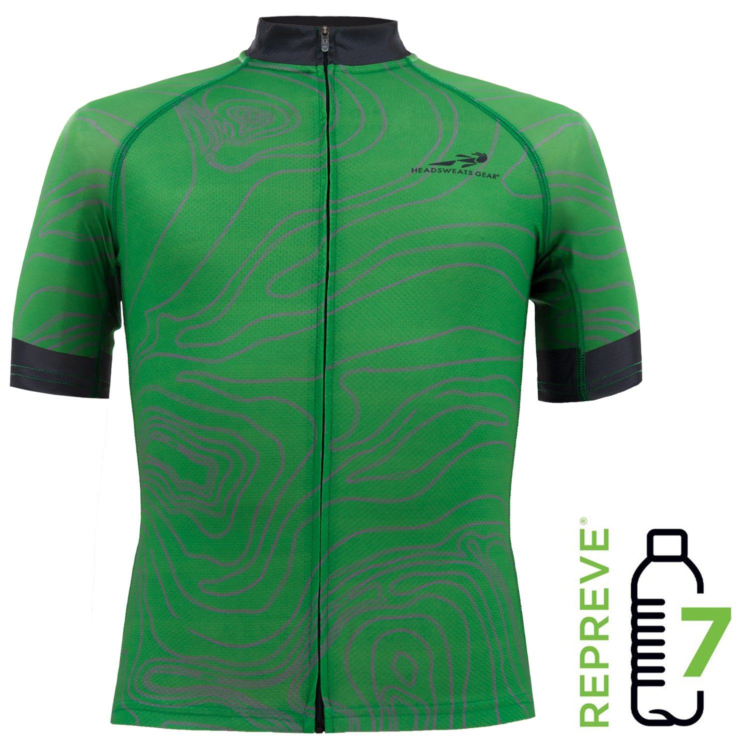 HEADSWEATS(汗淂)-男自行車衣(短袖).環保材質.Green Topography.騎跑泳者/FINISHER