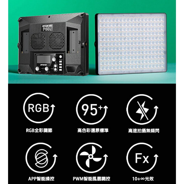 【EC數位】Aputure 愛圖仕 Amaran P60C RGBWW 彩色 平板燈 可調顏色 攝影燈 補光燈 持續燈 5
