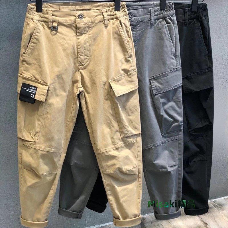 工裝褲【M-3XL】韓系街頭嘻哈潮流潮牌男士登山工裝褲 個性多口袋耐磨工裝褲 BF港風 oversized寬-jpyx-Misaki精品