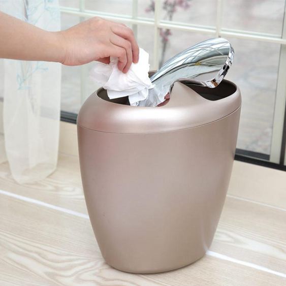 創意歐式簡約搖蓋垃圾桶家用衛生間臥室客廳廚房有帶蓋垃圾筒紙簍