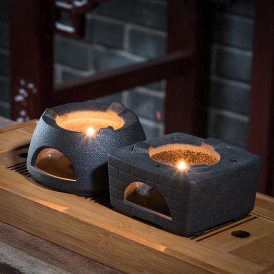 日式蠟燭加熱底座復古粗陶家用溫茶器陶瓷暖茶器茶壺茶蠟保溫底座