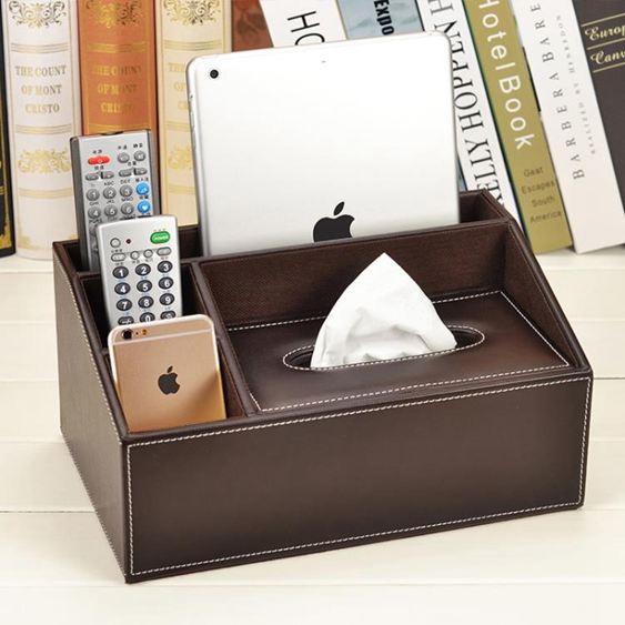 皮多功能紙巾盒客廳茶幾遙控器收納盒抽紙盒創意簡約可愛家用歐式