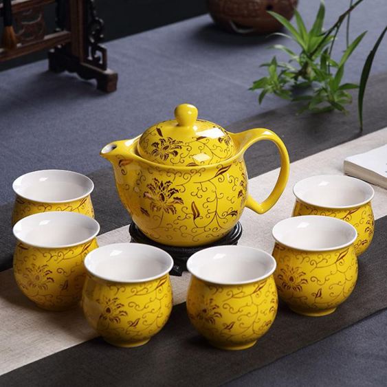 家用陶瓷套裝茶壺喝水茶杯茶碗雙層杯功夫茶具整套辦公室人