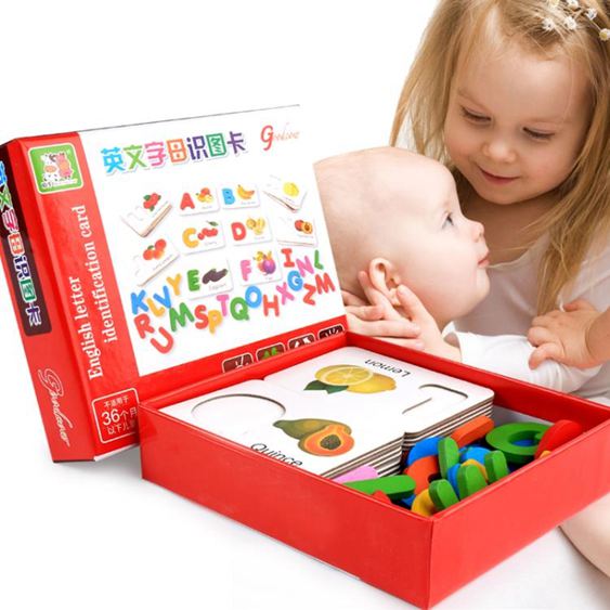 兒童英文英語字母智力拼圖幼兒園寶寶認知卡片早教益智玩具-歲