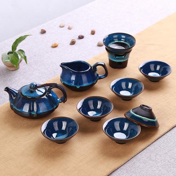 整套陶瓷釉蓋碗功夫茶具窯變建盞套裝杯茶杯茶壺