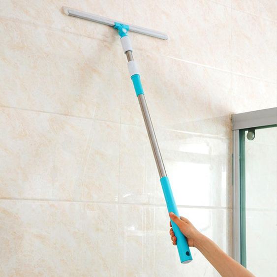 加長頭可伸縮玻璃清潔器刮水器家用窗戶清洗刮刀擦窗刮地板工具