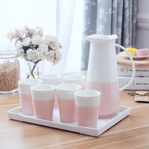 冷水壺陶瓷大號簡約家用耐熱防爆創意涼水壺水杯水具套裝客廳茶具