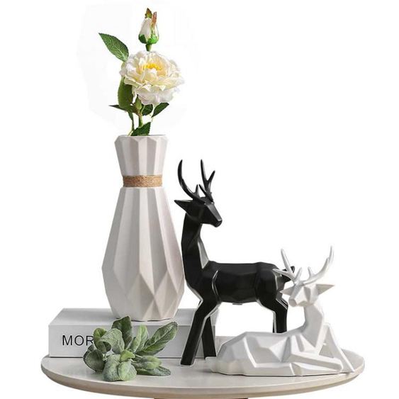 北歐簡約現代花瓶擺件家居客廳酒櫃裝飾品擺件創意鹿擺件結婚聖誕禮物