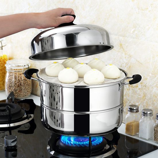 不銹鋼蒸鍋家用煤氣灶用2層二層多層蒸籠蒸饅頭1層湯鍋3層大蒸鍋