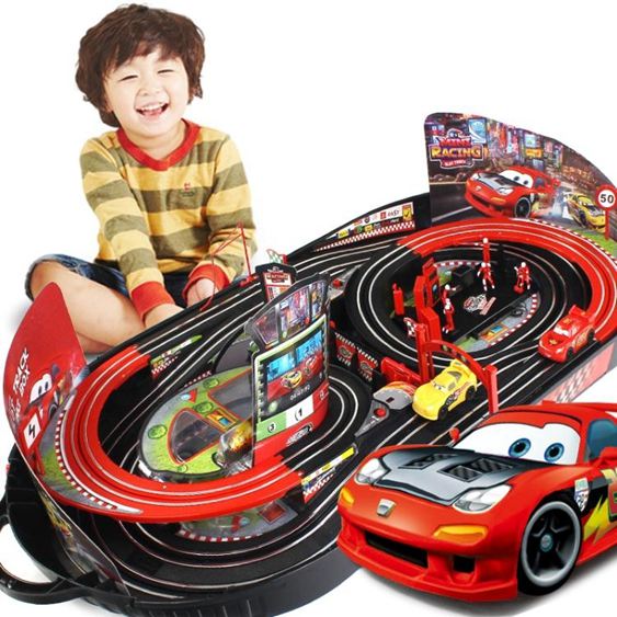 兒童男孩雙人賽道麥昆汽車套裝軌道賽車玩具電動遙控小火車總動員