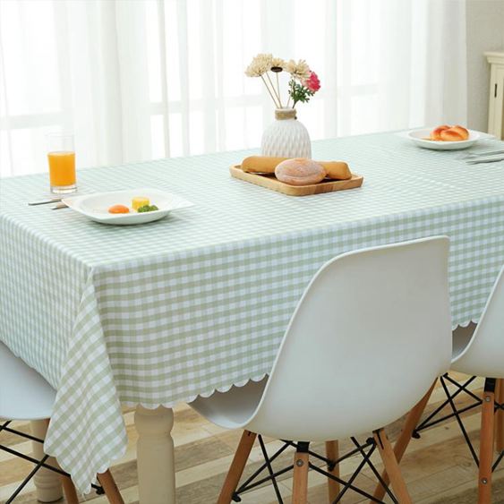 田園格子餐桌佈防水防油防燙PVC塑膠免洗桌布餐廳茶幾桌墊長方形