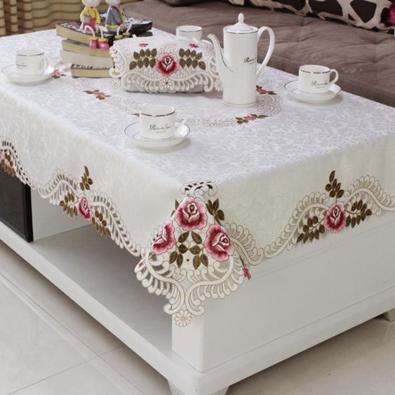 歐式臺布客廳餐桌布飯桌布茶幾桌布長方形布藝蕾絲桌布田園正方形