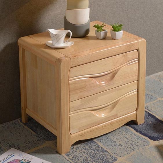 實木床頭櫃現代中式主臥儲物櫃胡桃原木小櫃子橡木床頭邊櫃經濟型