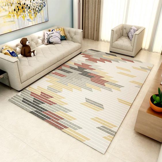 北歐風格地毯客廳茶幾墊現代簡約幾何臥室沙發床邊家用地毯定制