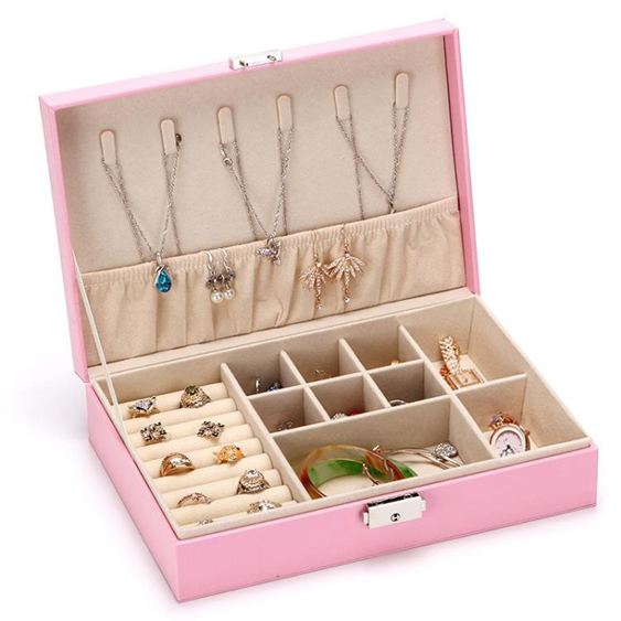 首飾盒帶鎖公主歐式韓國木質簡約飾品耳環首飾收納盒戒指盒耳釘盒