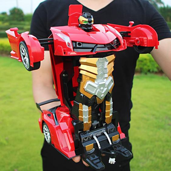 一鍵變形金剛遙控汽車充電動感應機器人蘭博基尼兒童男孩玩具賽車