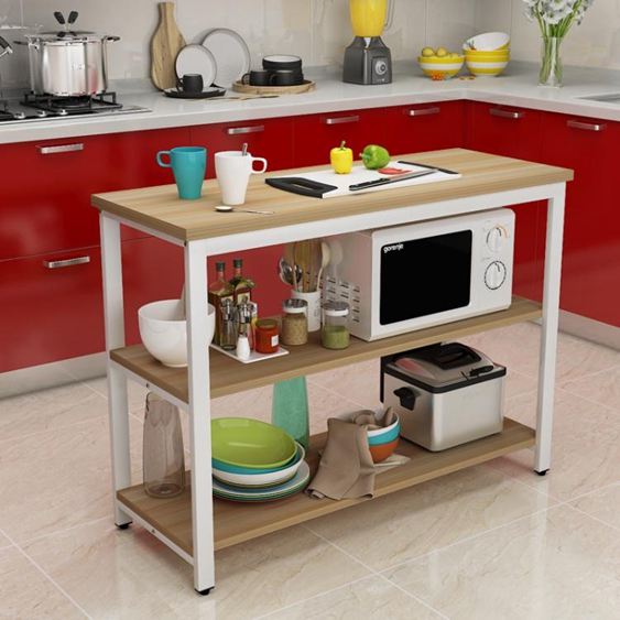 廚房切菜桌小桌子餐桌家用多功能鋼木桌長桌定制置物架廚房操作臺