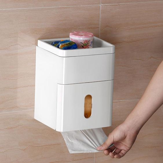 衛生間紙巾盒創意抽紙盒免打孔捲?盒防水廁紙盒廁所衛生紙置物架