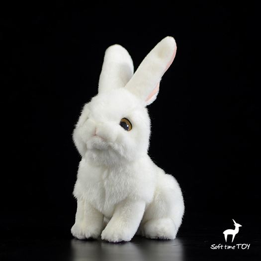 可愛小兔子毛絨玩具超萌白色野兔公仔仿真兔兔動物禮物20CM