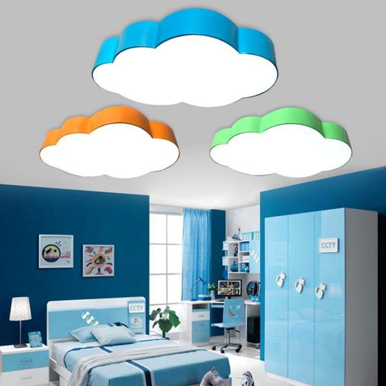 兒童雲朵吸頂燈彩色簡約現代led臥室房間燈創意個幼兒園造型吊燈