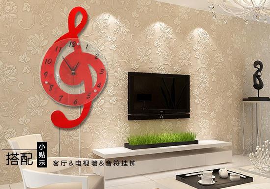 掛鐘音符北歐客廳家用時尚創意鐘錶個性石英裝飾時鐘靜音藝術掛鐘