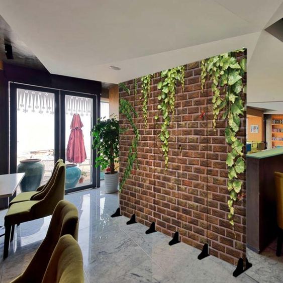 歐式屏風隔斷時尚簡約客廳玄關門酒店辦公餐廳磚頭復古移動背景牆