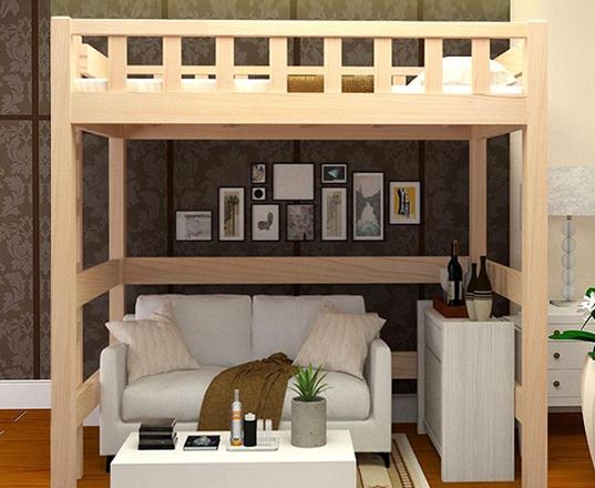 高架床架子公寓成人兒童學生小護型省空間多功能組合實木上床下桌DF