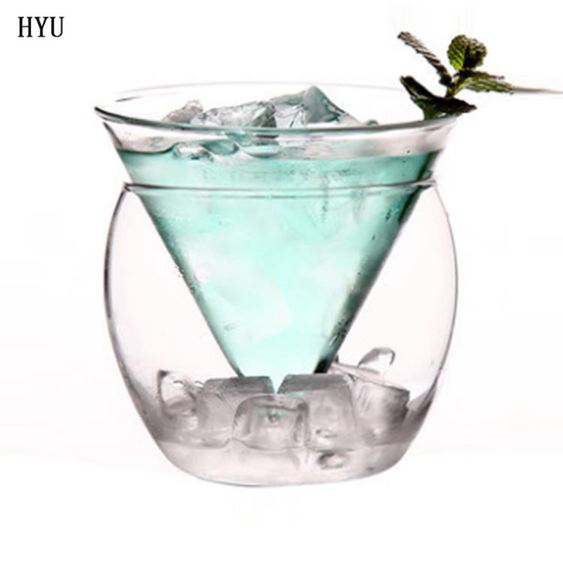 HYU果汁飲料杯個性玻璃杯創意雞尾酒杯三角杯酒吧KTV酒具用品