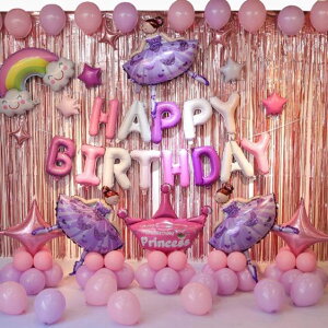 女孩生日氣球套餐寶寶周歲兒童成人派對布置字母裝飾卡通背景墻用科技