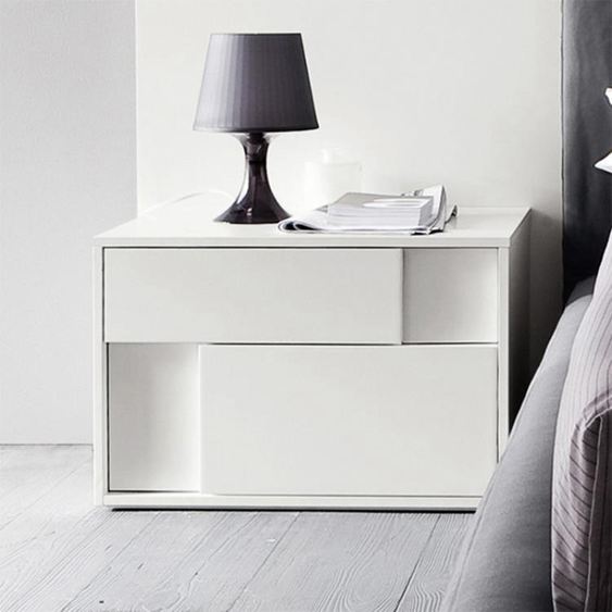 床頭櫃收納櫃簡約現代臥室創意床頭櫃白色鋼琴烤漆床邊櫃北歐儲物櫃個性收納櫃