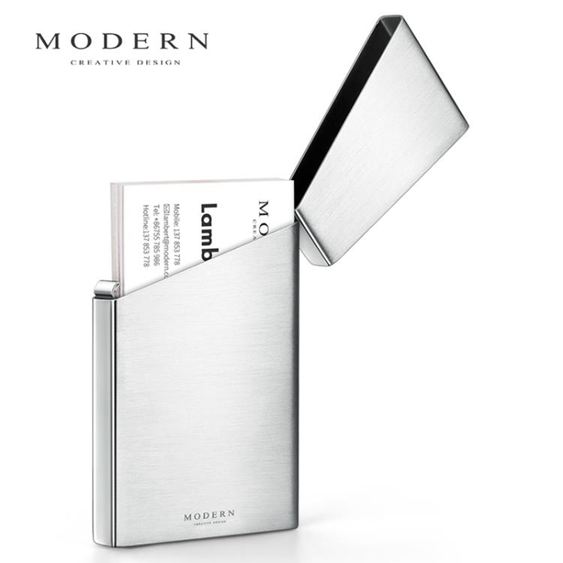 MODERN不銹鋼名片夾男士商務名片盒便攜式創意高檔超薄小巧卡