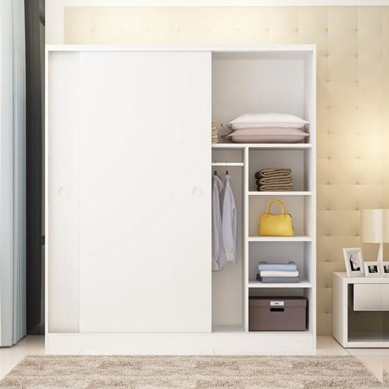 衣櫃推拉門簡約現代經濟型組裝板式2門大衣櫃實木質臥室兒童衣櫥