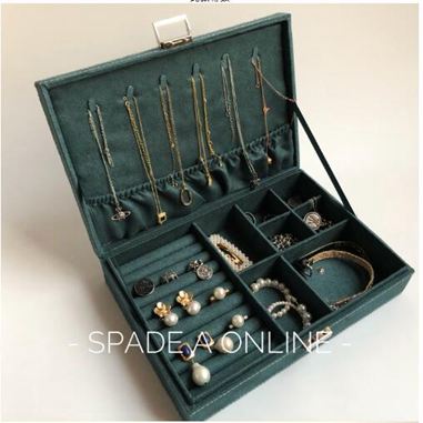 首飾盒SpadeA/高級絲絨絨布麂皮歐式公主帶鎖木質首飾盒耳環耳釘收納盒