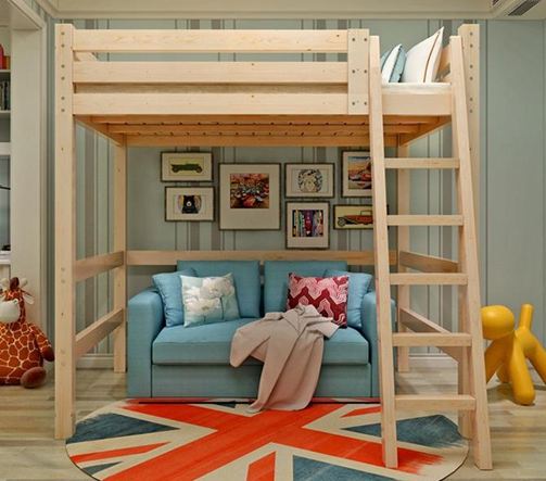 高架床成人高架床實木高低成人上下鋪床兒童多功能書桌床組合雙層上層床DF
