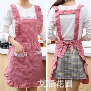 韓版時尚雙層防水防油圍裙廚房做飯圍腰可愛公主罩衣家用女工作服
