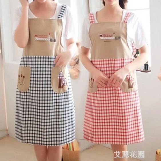 韓版時尚包郵廚房長袖罩衣家用成人圍裙女男士圍腰工作服防油防水