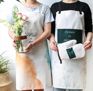 圍裙創意彩繪布藝創意半身圍裙韓版時尚廚房家居烘焙手套餐墊
