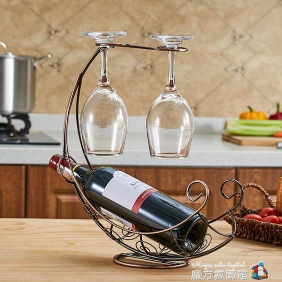 海盜船紅酒架現代簡約酒杯架歐式創意鐵藝葡萄酒架加粗