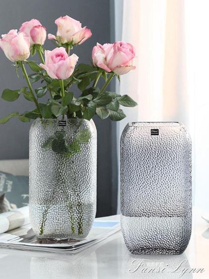 歐式玻璃花瓶大號透明水培簡約創意擺件客廳鮮花玫瑰插花瓶干花器